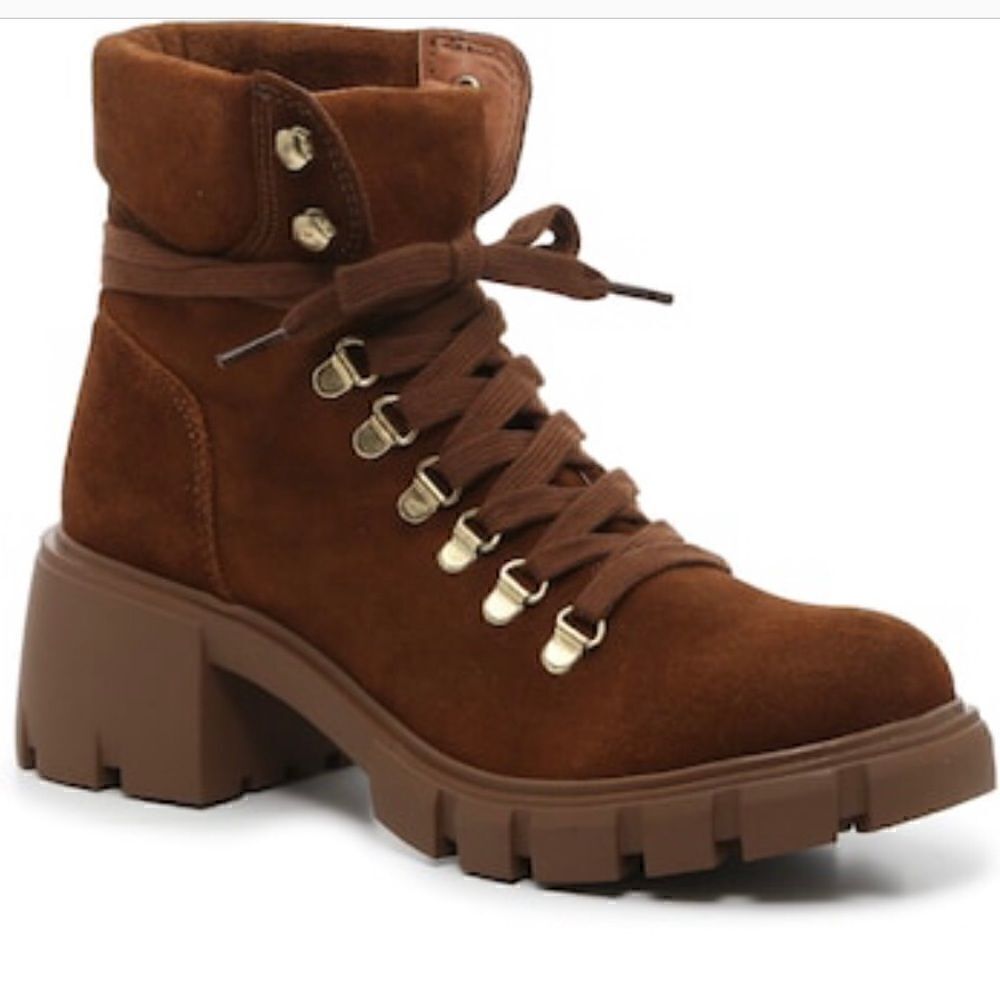 STEVE MADDEN Brown Platform Lace  Suede Ankles Boots